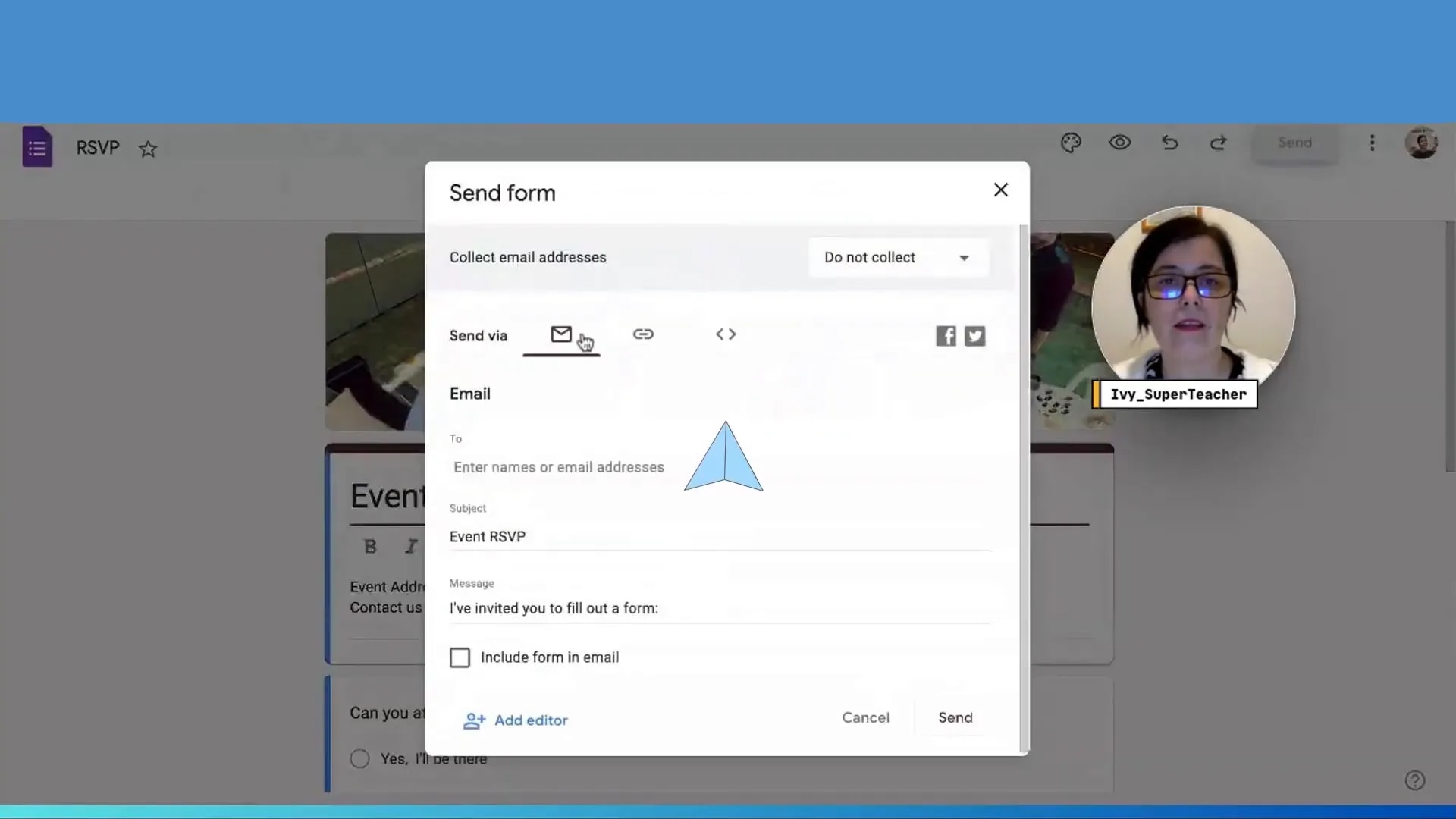 Copying embed code from Google Form