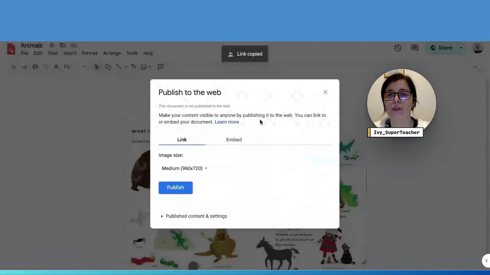 Publishing Google Drawing to the web