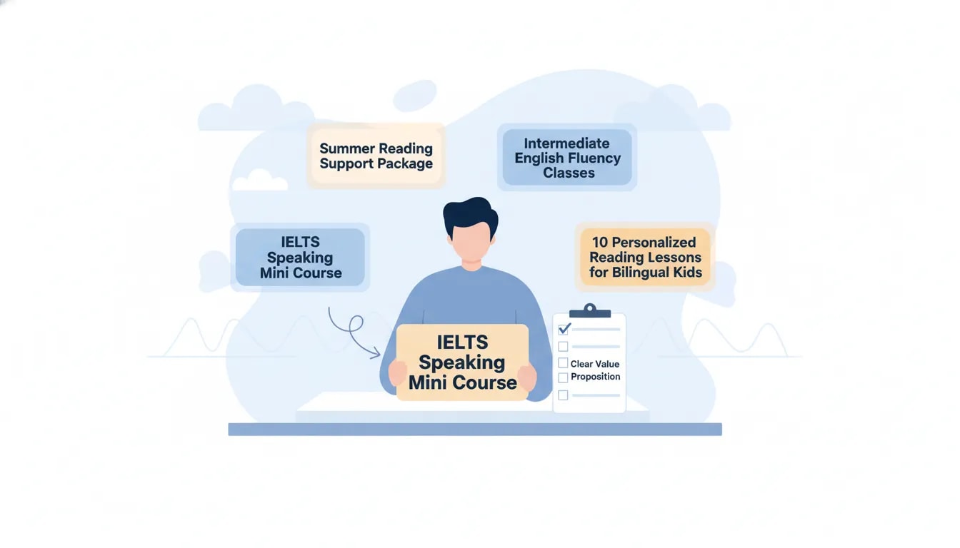 Illustration showing how to choose a simple, audience-focused name for a teaching class offer