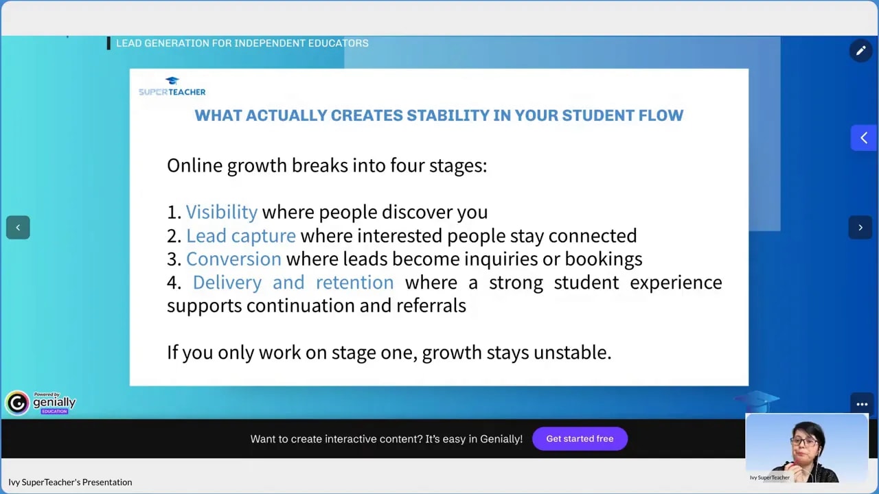 Slide stating online growth has four stages and that focusing only on stage one keeps growth unstable